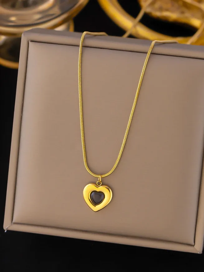 Stainless Steel Love Heart Pendant Necklace