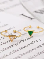 Geometric Triangle Crystal Stainless Steel Ring