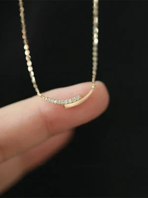 925 Sterling Silver 14K Gold Plating Pavé Crystal Intersection Pendant