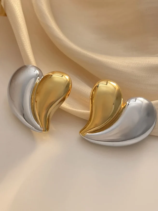 Large Heart 18k Gold Plated Stainless Steel Earrings