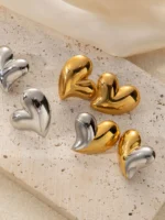 Large Heart 18k Gold Plated Stainless Steel Earrings