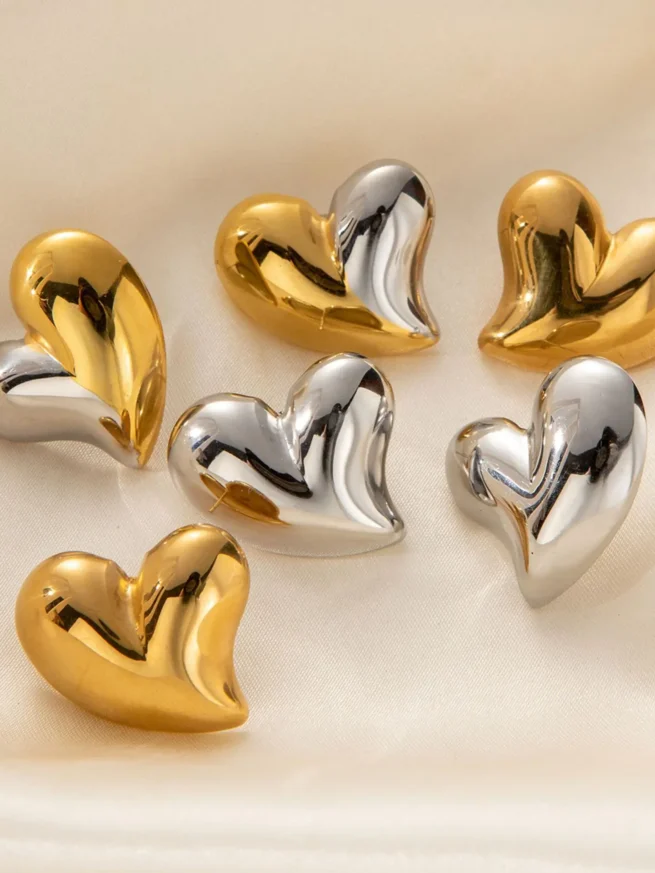 Large Heart 18k Gold Plated Stainless Steel Earrings