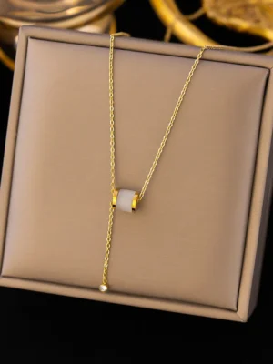 Stainless Steel Opal Oval Pendant