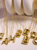 18K gold plated Stainless Steel Balloon Initial Letter Necklace