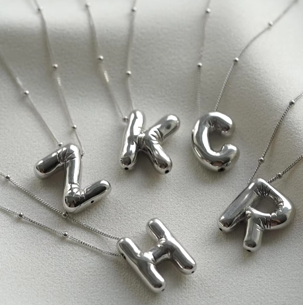 18K gold plated Stainless Steel Balloon Initial Letter Necklace