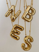 18K gold plated Stainless Steel Balloon Initial Letter Necklace