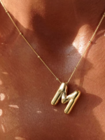 18K gold plated Stainless Steel Balloon Initial Letter Necklace