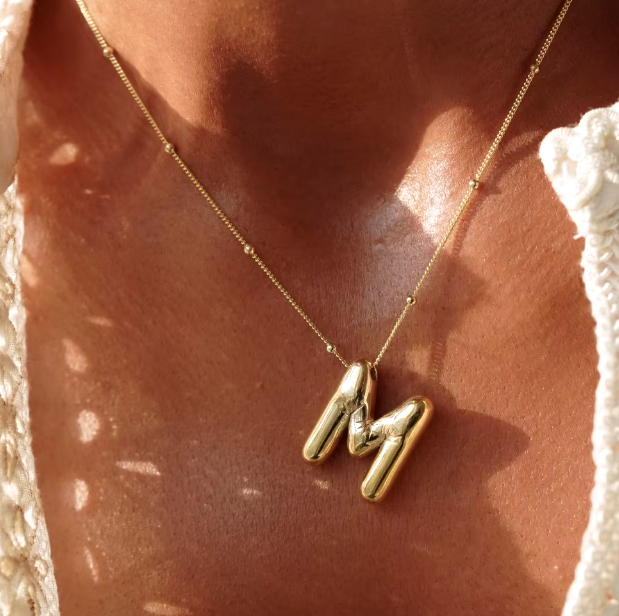 18K gold plated Stainless Steel Balloon Initial Letter Necklace