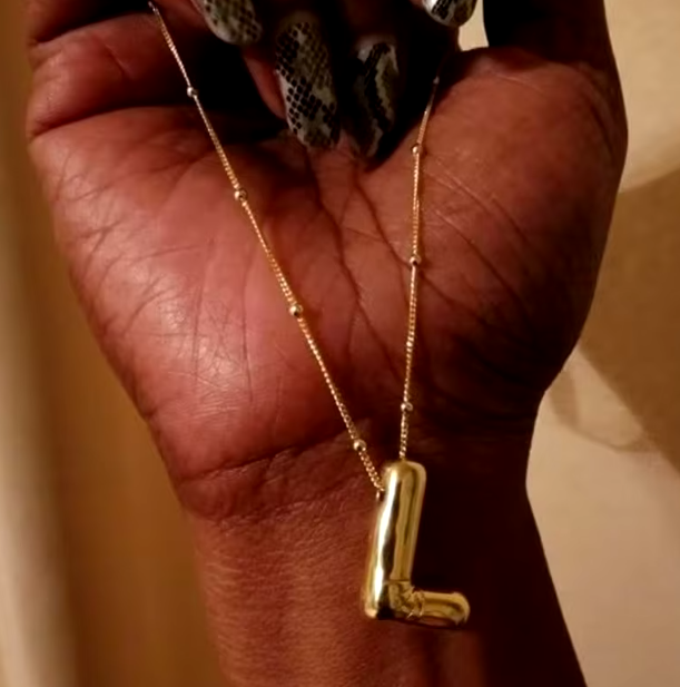 18K gold plated Stainless Steel Balloon Initial Letter Necklace