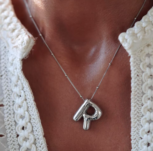 18K gold plated Stainless Steel Balloon Initial Letter Necklace