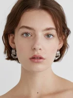 Gold plated multi layer stainless steel earrings with twisted circle knots